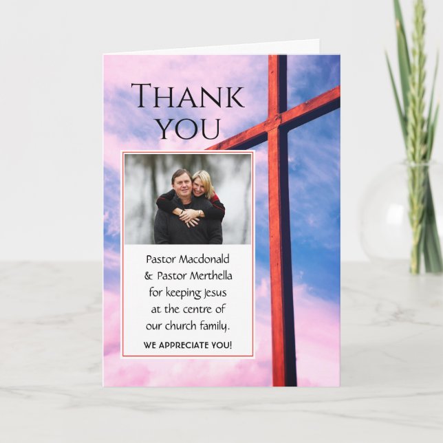 Tarjeta De Agradecimiento APRECIACIÓN DEL PASTOR FOTO CENTRAL DE Jesús (Anverso)