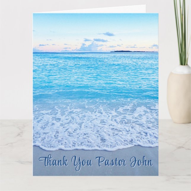 Tarjeta De Agradecimiento Apreciación del Pastor Ocean Blue Beach (Anverso)