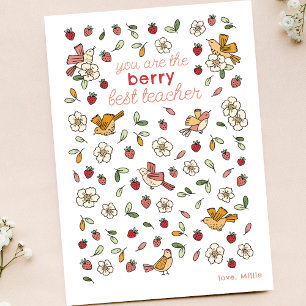 Tarjeta De Agradecimiento Apreciación del profesor de fresas y aves