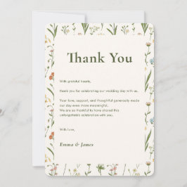Tarjeta De Agradecimiento Apreciación Floral de Boda de Flor Silvestre Rústi