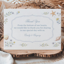 Tarjeta De Agradecimiento Apreciación floral de conchas marinas costeras
