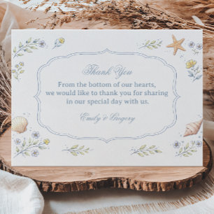 Tarjeta De Agradecimiento Apreciación floral de conchas marinas costeras