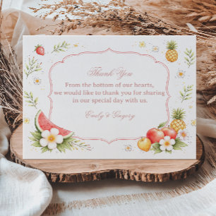 Tarjeta De Agradecimiento Apreciación Floral de Frutas Tropicales