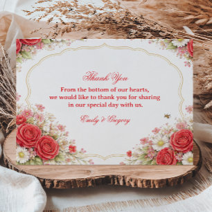 Tarjeta De Agradecimiento Apreciación Floral de Rosa Roja