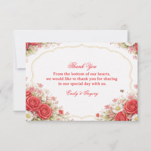Tarjeta De Agradecimiento Apreciación Floral de Rosa Roja