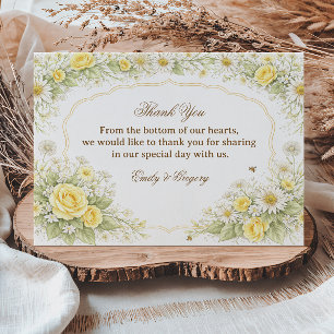 Tarjeta De Agradecimiento Apreciación floral elegante amarilla