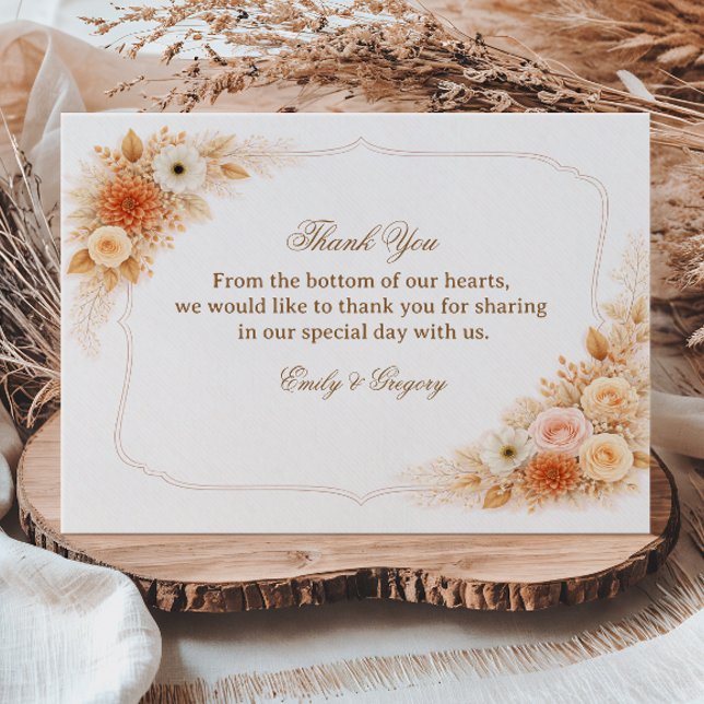 Tarjeta De Agradecimiento Apreciación Floral Neutral Cálida (Subido por el creador)
