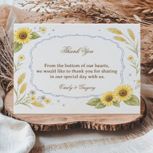 Tarjeta De Agradecimiento Apreciación Floral Rústica de Girasoles