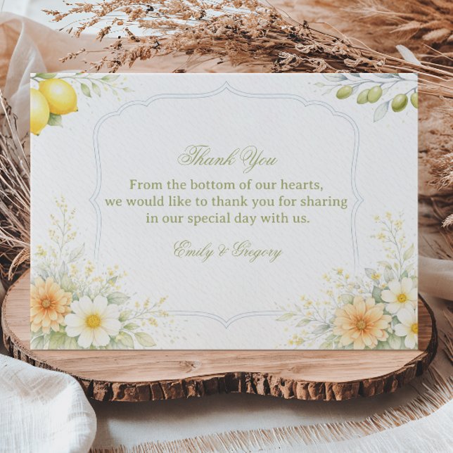 Tarjeta De Agradecimiento Apreciación floral suave de limón (Subido por el creador)