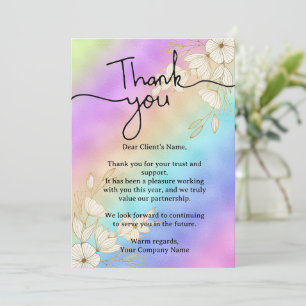 Tarjeta De Agradecimiento Apreciación moderna del cliente Rainbow Pastel