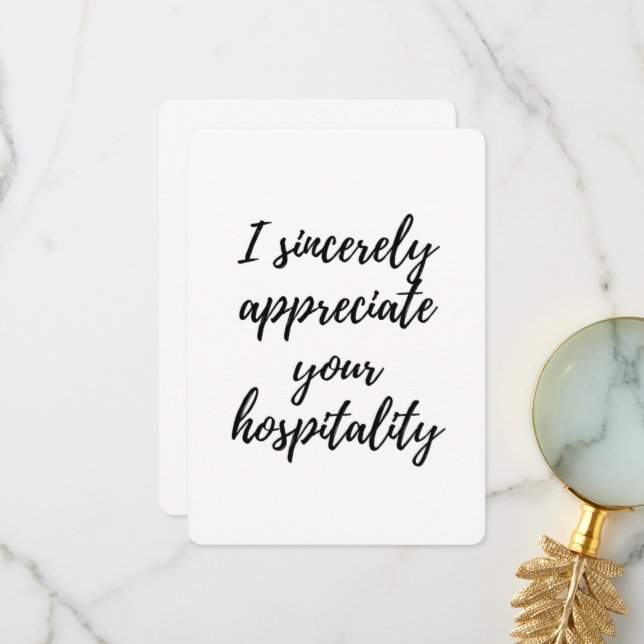 Tarjeta De Agradecimiento Aprecio Su Hospitalidad (Anverso/Reverso In Situ)