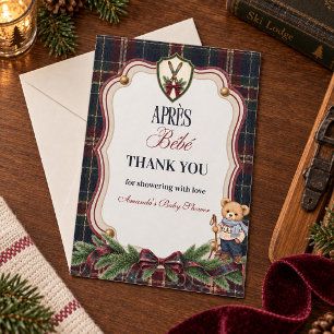 Tarjeta De Agradecimiento Après Bébé Preppy Ski Lodge Navidad Baby Shower