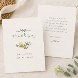 Tarjeta De Agradecimiento Apretón Pequeño Limón Verde Salvia Ducha de Bebé