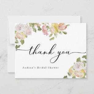 Tarjeta De Agradecimiento Apretón principal   Cítrico   Floral rosa 