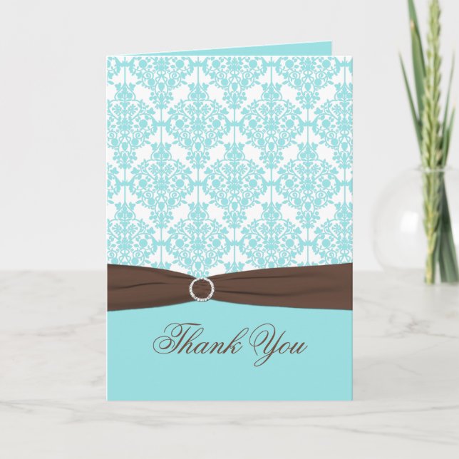 Tarjeta de agradecimiento Aqua Blue, Brown, White  (Anverso)
