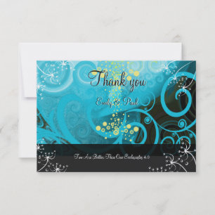 Tarjeta De Agradecimiento Aqua Blue Lemon Amarillo Calla Lily Flor