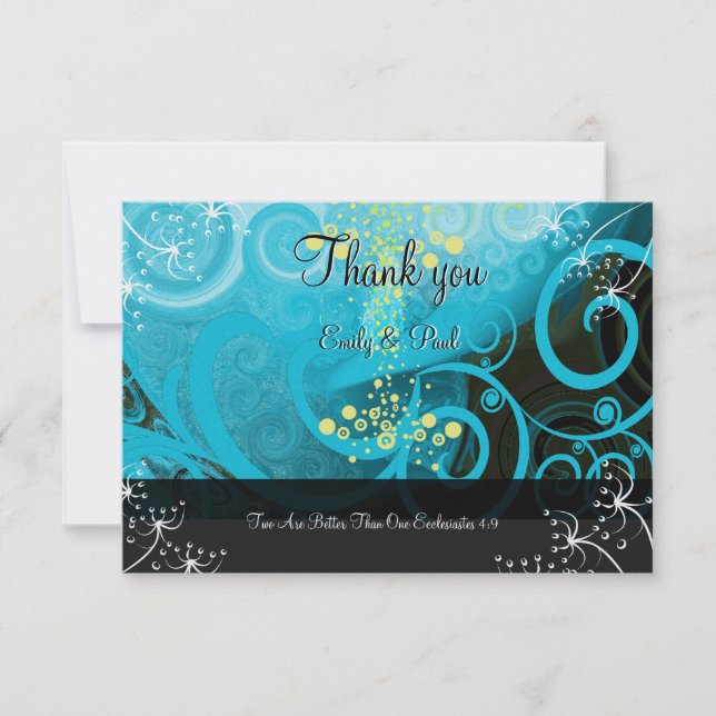 Tarjeta De Agradecimiento Aqua Blue Lemon Amarillo Calla Lily Flor (Anverso)