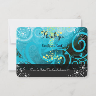 Tarjeta De Agradecimiento Aqua Blue Lemon Amarillo Calla Lily Flor-