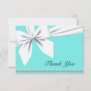 Tarjeta De Agradecimiento Aqua Elegante Perlas Tiffany Perlas Elegantes Grac