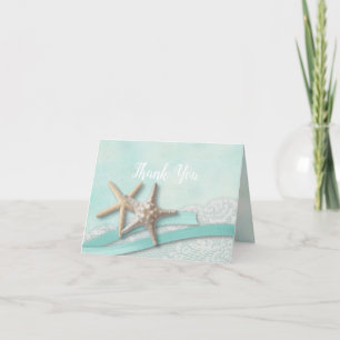 Tarjeta De Agradecimiento Aqua Estrella de Mar y Cinta Gracias