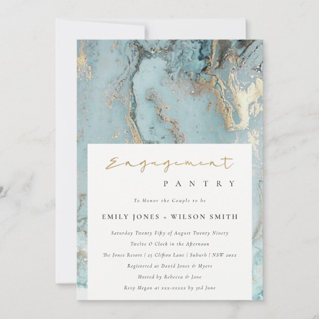TARJETA DE AGRADECIMIENTO AQUA PAREJAS AZUL AZUL AGATES DE ORO AQUÍ INVITADA (Anverso)