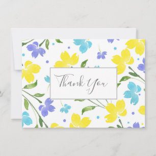 Tarjeta De Agradecimiento Aqua, Periwinkle, Estrellas florales de color amar