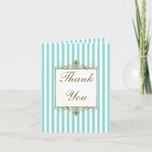 Tarjeta de agradecimiento Aqua, rayas blancas y ro