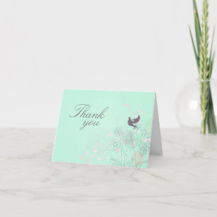 Tarjeta De Agradecimiento Aqua, rosa + gris floral boda de primavera agradec