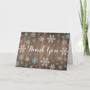 Tarjeta de agradecimiento Aqua Snowflake Invierno 