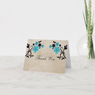 Tarjeta de agradecimiento Aqua Sweet Vintage Flora