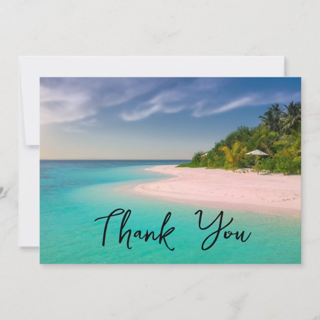 Tarjeta De Agradecimiento Aquamarine Ocean Tropical Beach Scenic Photo (Anverso)