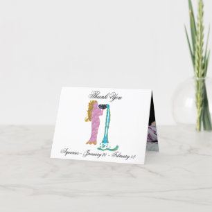 Tarjeta De Agradecimiento Aquarius Impresionist Painting Style & Gold