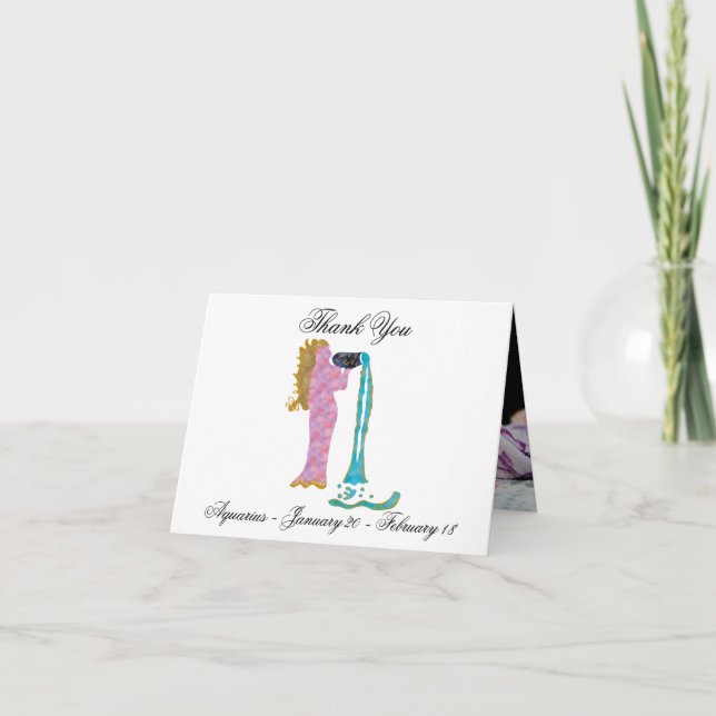 Tarjeta De Agradecimiento Aquarius Impresionist Painting Style & Gold (Anverso)