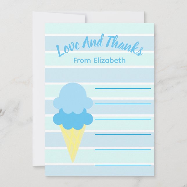 Tarjeta De Agradecimiento Aquí está el Baby Shower de verano de Scoop Ice Cr (Anverso)