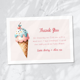 Tarjeta De Agradecimiento Aquí está el Baby Shower Scoop Ice Cream