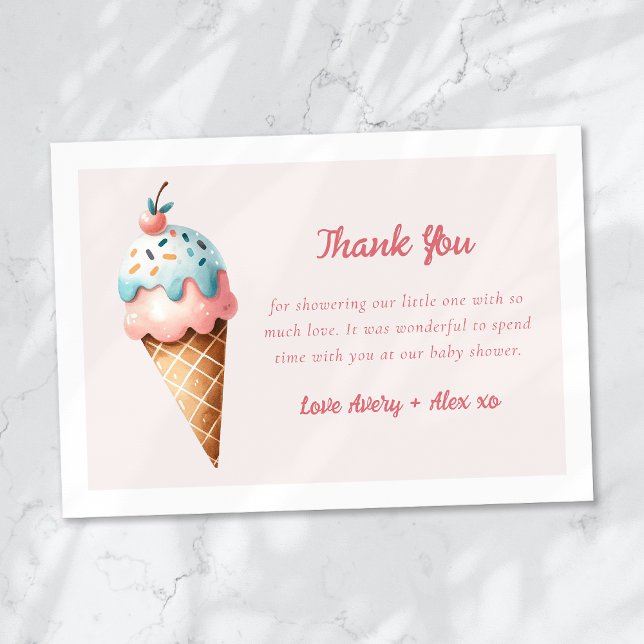 Tarjeta De Agradecimiento Aquí está el Baby Shower Scoop Ice Cream (Subido por el creador)