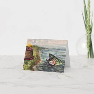 Tarjeta De Agradecimiento Aquí está pescando un cumpleaños feliz