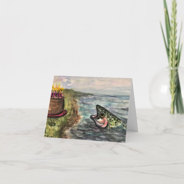 Tarjeta De Agradecimiento Aquí está pescando un cumpleaños feliz (Anverso)