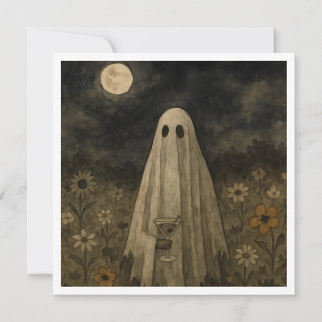 Tarjeta De Agradecimiento Aquí para la fiesta de Halloween "Boos" (Anverso)