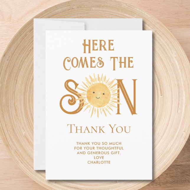 Tarjeta De Agradecimiento Aquí Viene El Hijo Baby Shower Gracias (Subido por el creador)