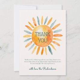 Tarjeta De Agradecimiento Aquí viene el hijo, ducha de bebé varón