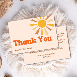 Tarjeta De Agradecimiento Aquí viene el hijo groovy retro baby shower