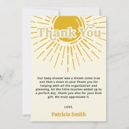 Tarjeta De Agradecimiento Aquí viene el hijo retro niño bebé ducha