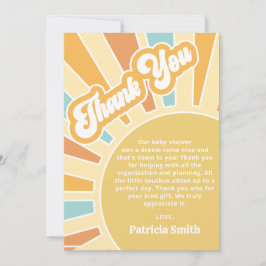 Tarjeta De Agradecimiento Aquí viene el hijo retro niño bebé ducha