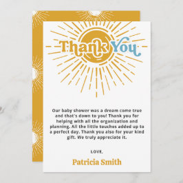 Tarjeta De Agradecimiento Aquí viene el hijo retro niño bebé ducha