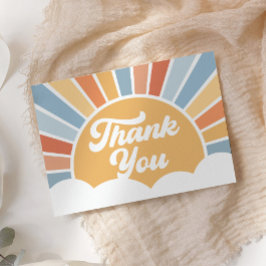 Tarjeta De Agradecimiento Aquí viene el hijo retro Sunshine Boy Baby Shower