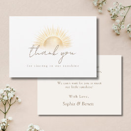 Tarjeta De Agradecimiento Aquí viene el Hijo Sol Boho Niño Baby Shower 