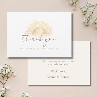 Tarjeta De Agradecimiento Aquí viene el Hijo Sol Boho Niño Baby Shower