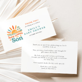 Tarjeta De Agradecimiento Aquí Viene El Hijo Verano Bebé Ducha