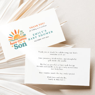 Tarjeta De Agradecimiento Aquí Viene El Hijo Verano Bebé Ducha